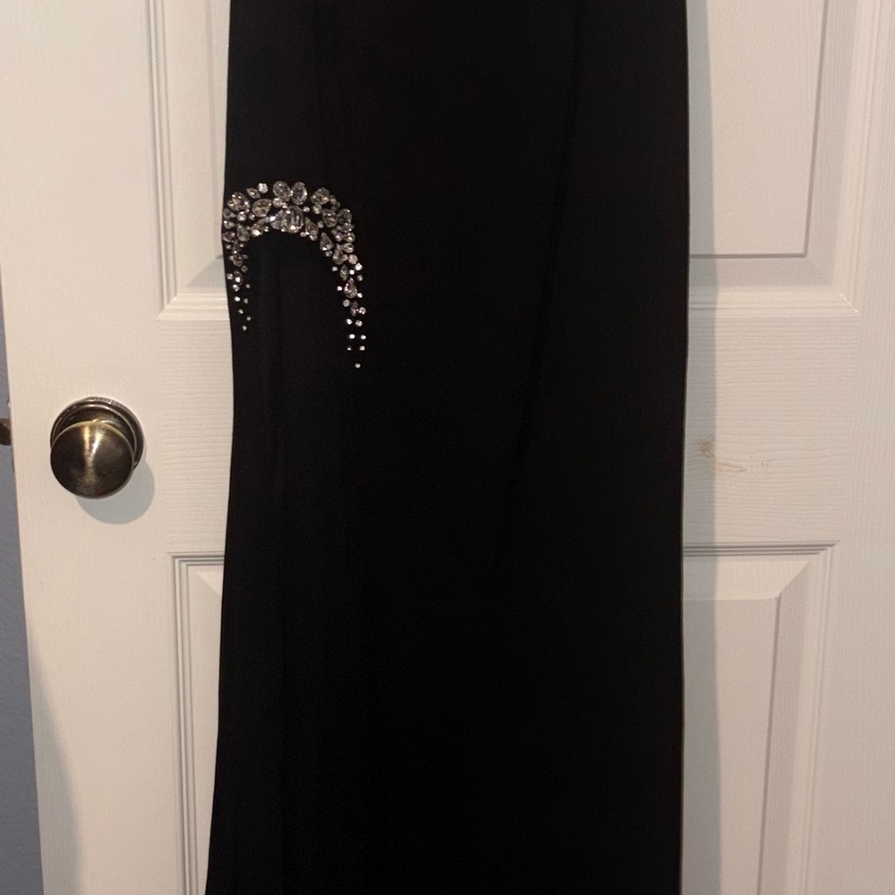 Sherri Hill Black Gown with Rhinestone Accents